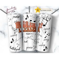 worship leader 20 oz skinny tumbler sublimation design digital download png instant digital only, christian tumbler, pra