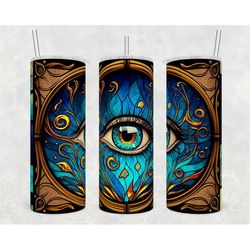stained glass evil eye tumbler png 20 oz skinny sublimation design digital download png instant digital only, celestial