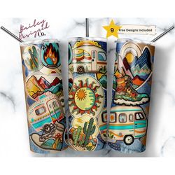 camper 20 oz skinny tumbler sublimation design digital download png instant digital only, camping tumbler wrap, embroide