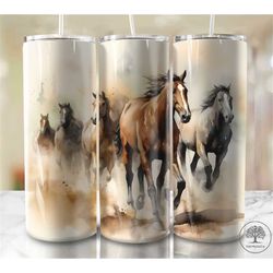 group of horses running together 20 oz skinny tumbler sublimation design, instant digital download png, straight & taper