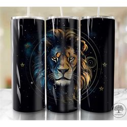 zodiac leo 20 oz skinny tumbler sublimation design, star sign galaxy, digital download, straight & tapered tumbler wrap