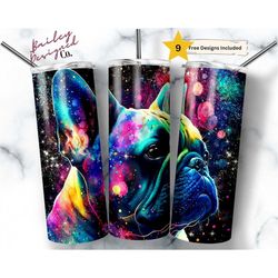 alcohol ink french bulldog 20 oz skinny tumbler sublimation design digital download png instant digital only, dog lover