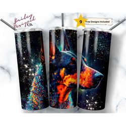 alcohol ink doberman 20 oz skinny tumbler sublimation design digital download png instant digital only, dog lover tumble