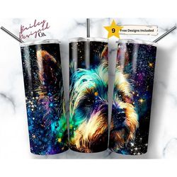 alcohol ink yorkie 20 oz skinny tumbler sublimation design digital download png instant digital only, yorkshire terrier