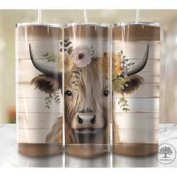 adorable baby highland cow 20 oz skinny tumbler sublimation design, instant digital download png, straight & tapered tum