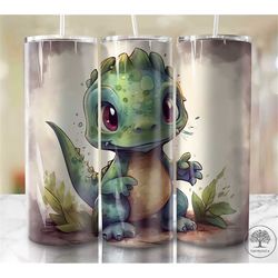 chibi cartoon dinosaurs children 20 oz skinny tumbler sublimation design, instant digital download png, straight & taper