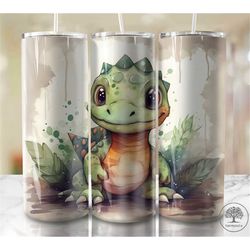 chibi cartoon dinosaurs children 20 oz skinny tumbler sublimation design, instant digital download png, straight & taper