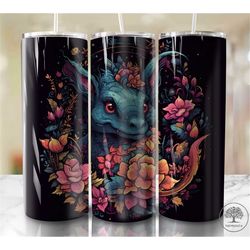 baby dragon neon 20 oz skinny tumbler sublimation design, rainbow alcohol ink glitter, digital download, straight & tape