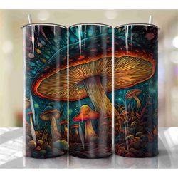 20 oz skinny tumbler , mushroom psychedelic designs, sublimation design png straight