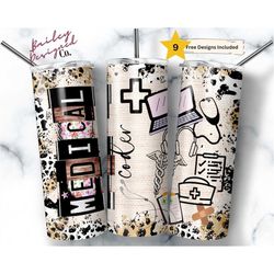 medical coder 20 oz skinny tumbler sublimation medical wrap design for straight tumbler, png, digital, rustic collage de