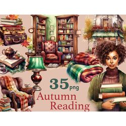 Reading Clipart | Autumn Vibes Graphics