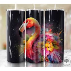 flamingos 20 oz skinny tumbler sublimation pastel flamingo and tropical print tumbler wrap design for straight tumbler,