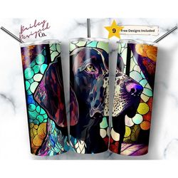 stained glass german shorthaired pointer 20 oz skinny tumbler sublimation design digital download png instant digital on