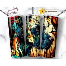 stained glass great dane dog 20 oz skinny tumbler sublimation design digital download png instant digital only, pet love