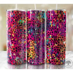 leopard and pink glitter tumbler design-20 oz skinny tumbler design-straight & tapered sublimation design-digital downlo