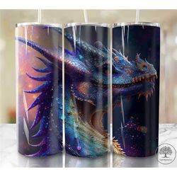 dragon forest glitter 20 oz skinny tumbler sublimation design, instant digital download png, straight & tapered tumbler