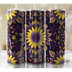 big sunflowers seamless design 20 oz skinny tumbler sublimation design, instant digital download png, straight & tapered