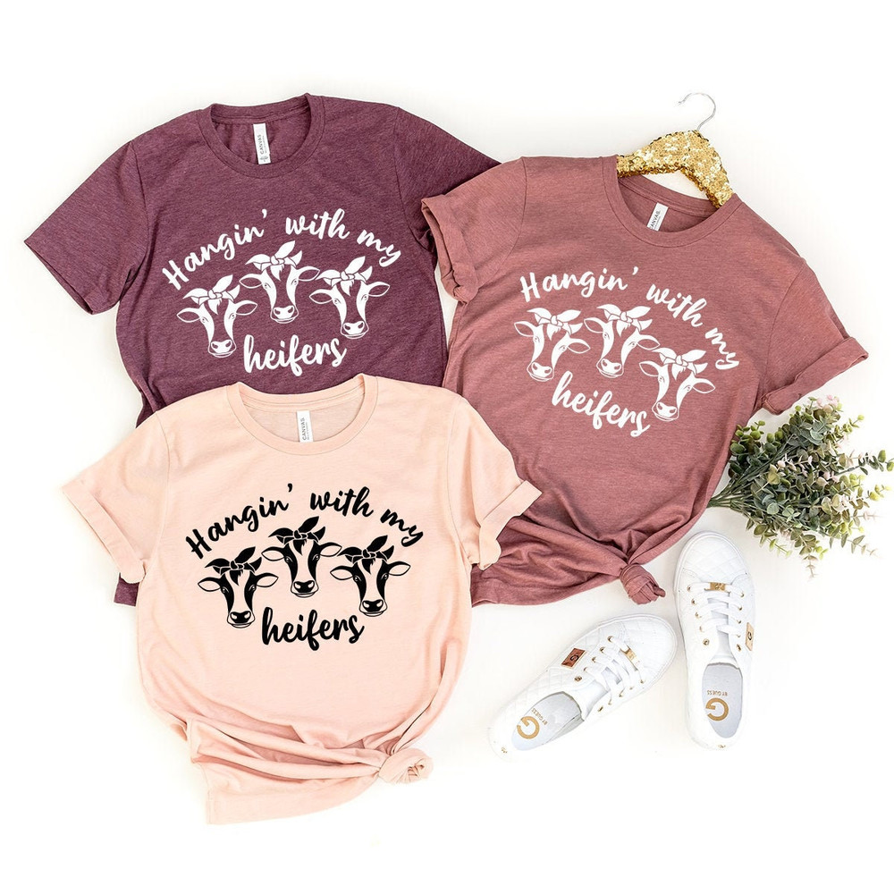 Funny Heifer Shirt, Farmer Shirt, Bandana Cow Shirt, Southern Shirt, Country T-Shirt, Girl Country Shirt, Hanging With My Heifers Shirt - 1.jpg