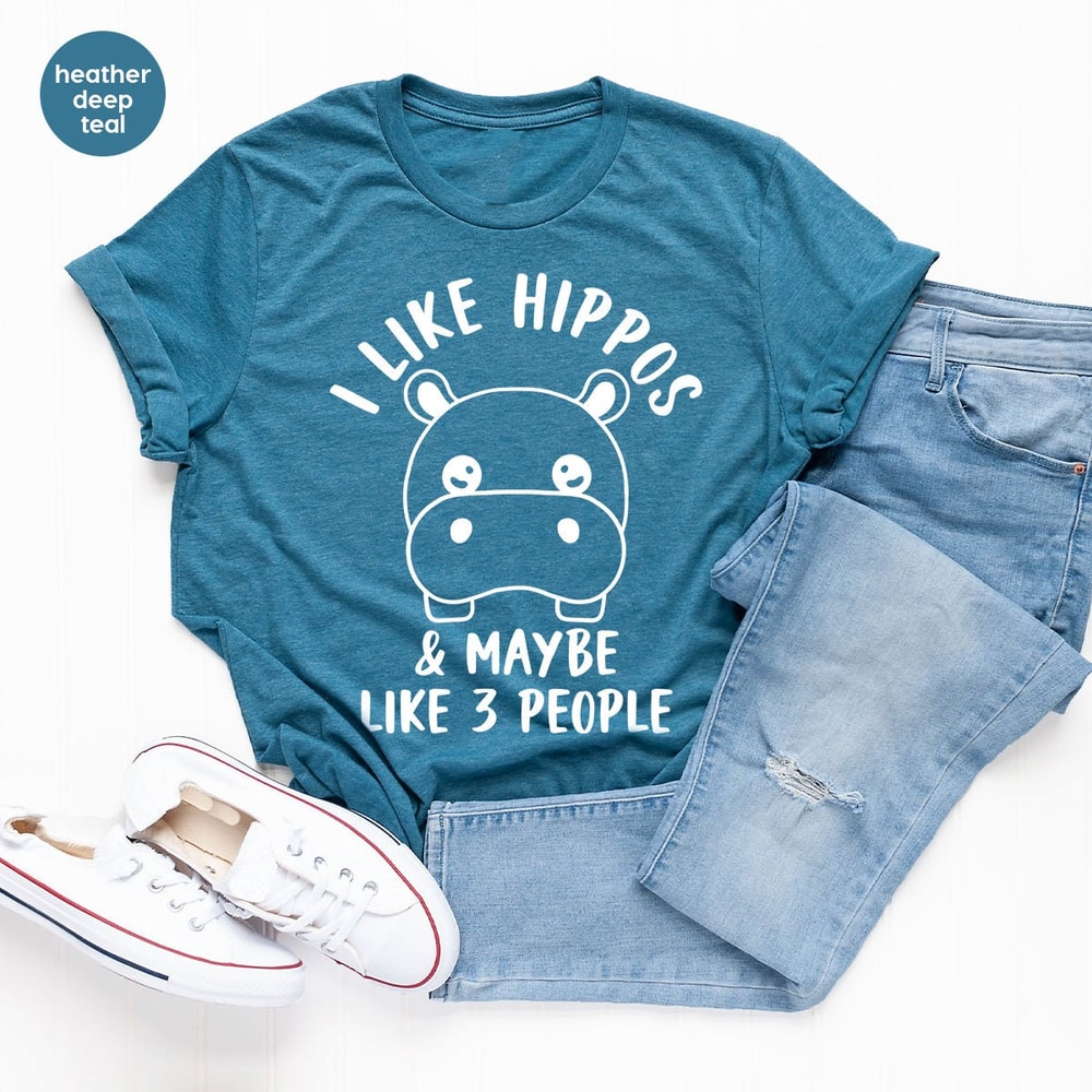 Funny Hippopotamus Shirt, Sarcastic Animal Tees, Hippopotamus Crewneck Sweatshirt, Gift for Her, Hippopotamus Graphic Tees, Shirts for Women - 4.jpg