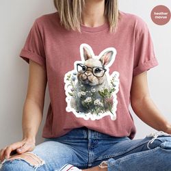 funny rabbit shirt, easter bunny t-shirt, floral graphic tees, shirts for women, toddler girl outfit, youth tshirts, bun
