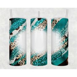 20oz skinny tumbler blank rustic leopard grunge sublimation design templates, cow print glitter brush tumbler straight p