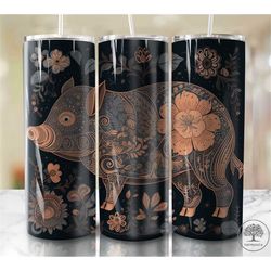 cute pig floral tumbler wrap farm seamless designs - skinny tumbler 20oz design - png 2023