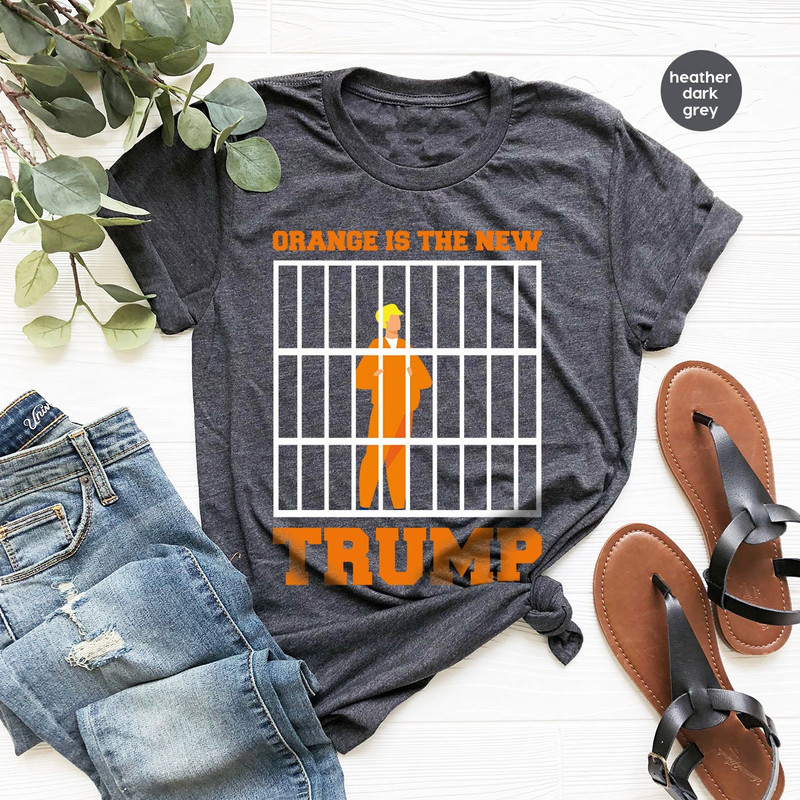 Funny Trump TShirt, Anti Trump Outfit, Political Humor Tee, Trump in Jail Shirt, Trump Court Shirt, Anti Trump Gift, Orange is The New Trump - 2.jpg