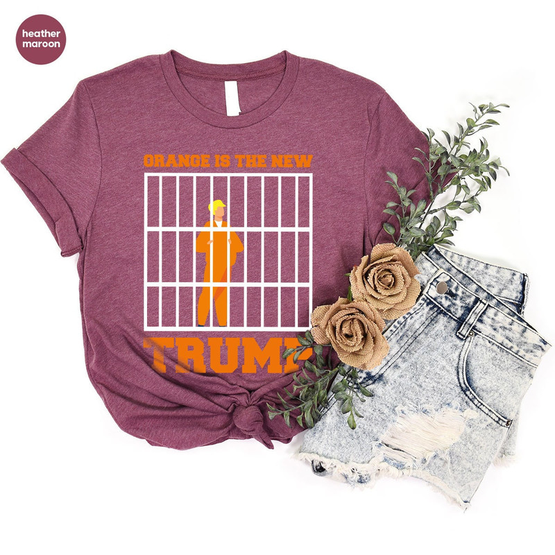 Funny Trump TShirt, Anti Trump Outfit, Political Humor Tee, Trump in Jail Shirt, Trump Court Shirt, Anti Trump Gift, Orange is The New Trump - 5.jpg
