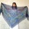 Dark blue embroidered Orenburg Russian shawl, Hand knit cover up, Wool wrap, Handmade stole, Kerchief, Wedding shawl, Warm bridal cape, Big scarf, Gift for her.
