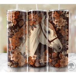 horse flower tumbler png, 20 oz skinny tumbler wrap