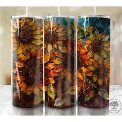 alcohol ink sunflowers 20oz sublimation tumbler designs, neon rainbow 9.2 x 8.3 straight skinny tumbler wrap png, sublim