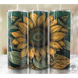 big sunflowers seamless design 20 oz skinny tumbler sublimation design, instant digital download png, straight & tapered