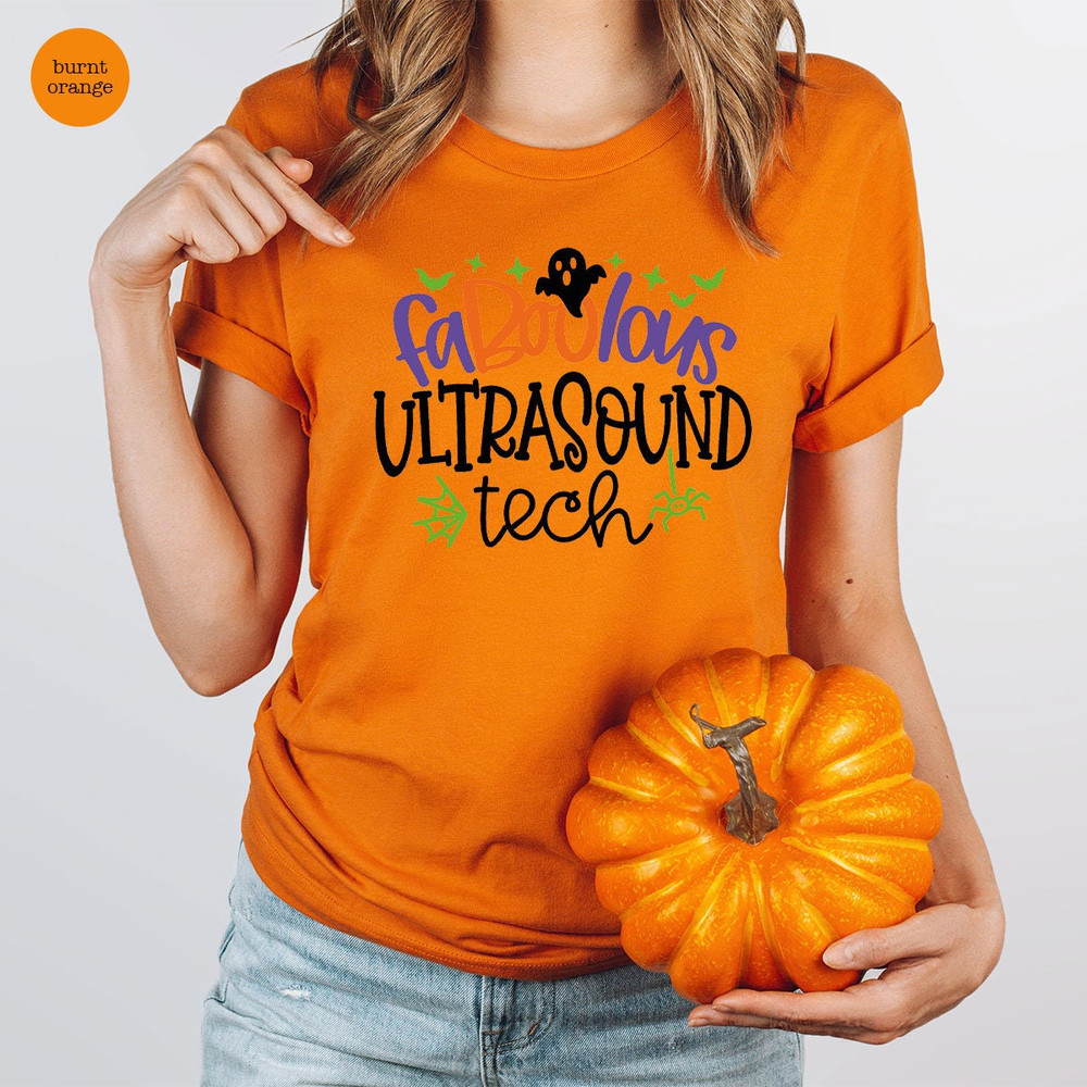 Halloween Shirts for Sonographer, Spooky Ghost Ultrasound Tech Shirt, Halloween Sonographer Gifts, Crewneck Ultrasound Technologist Shirt - 4.jpg
