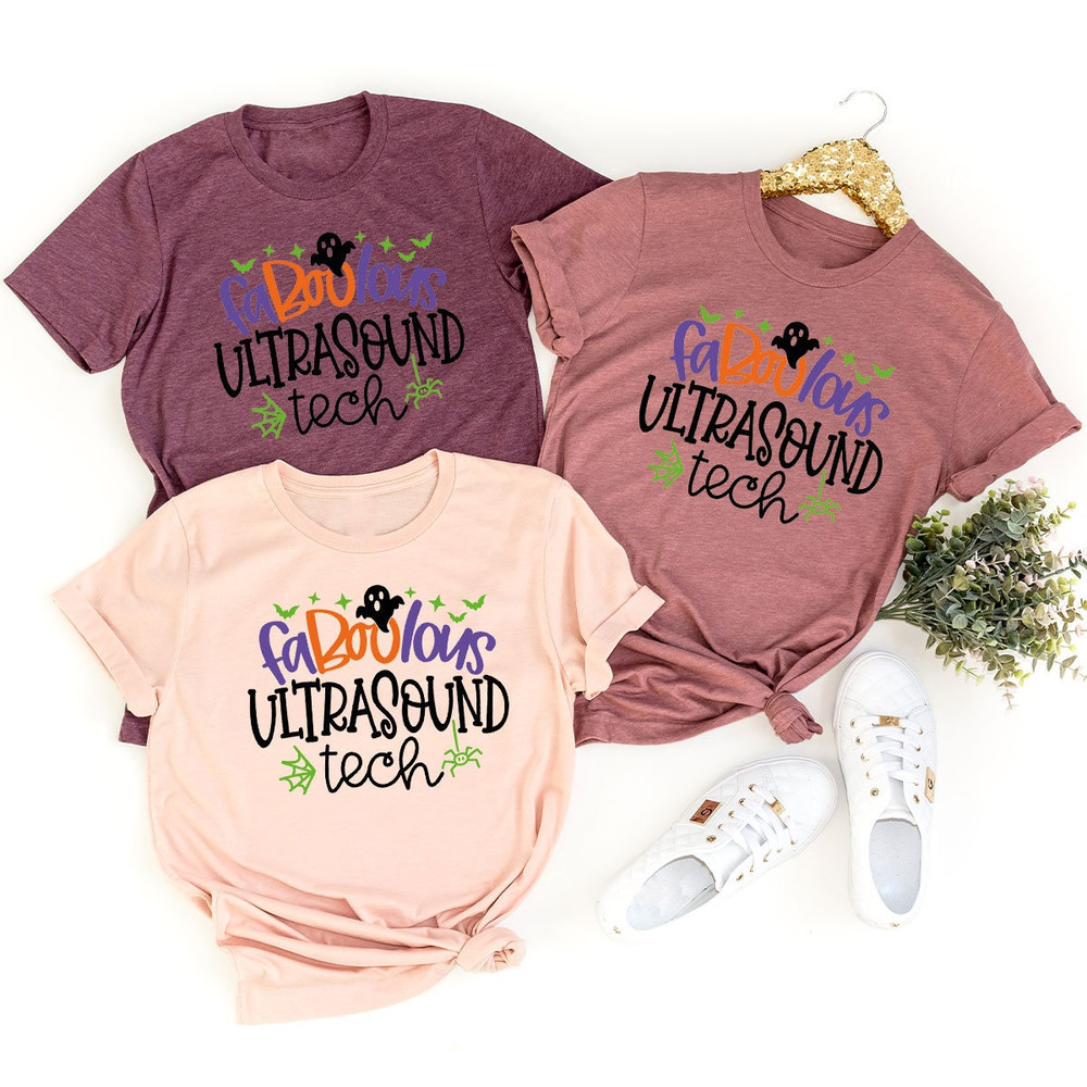 Halloween Shirts for Sonographer, Spooky Ghost Ultrasound Tech Shirt, Halloween Sonographer Gifts, Crewneck Ultrasound Technologist Shirt - 5.jpg