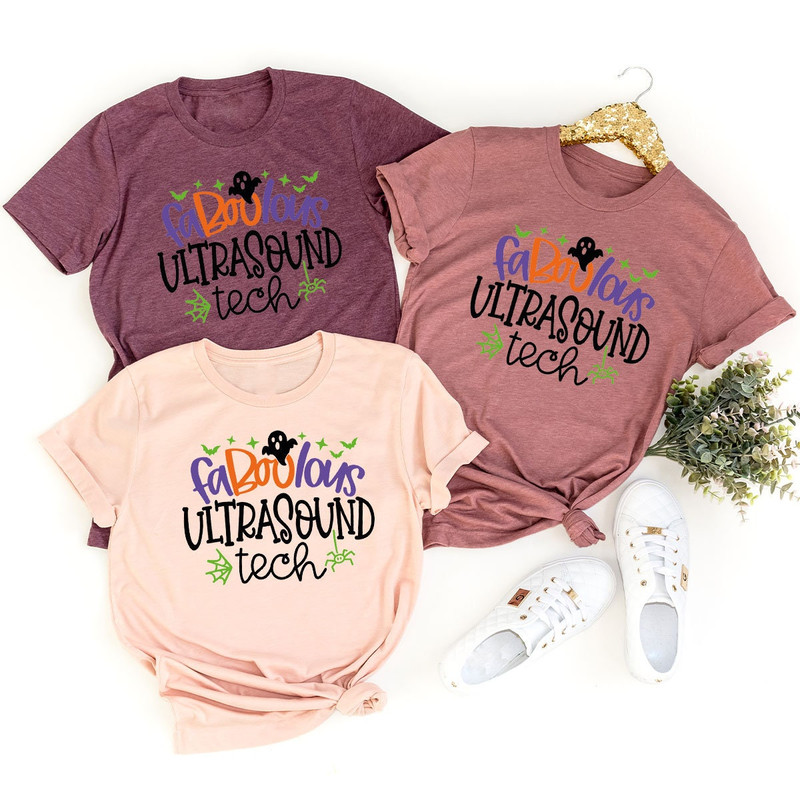 Halloween Shirts for Sonographer, Spooky Ghost Ultrasound Tech Shirt, Halloween Sonographer Gifts, Crewneck Ultrasound Technologist Shirt - 5.jpg