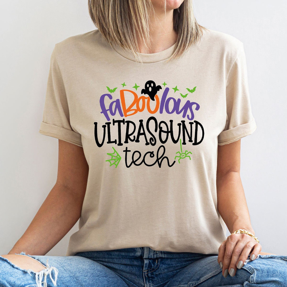 Halloween Shirts for Sonographer, Spooky Ghost Ultrasound Tech Shirt, Halloween Sonographer Gifts, Crewneck Ultrasound Technologist Shirt - 6.jpg