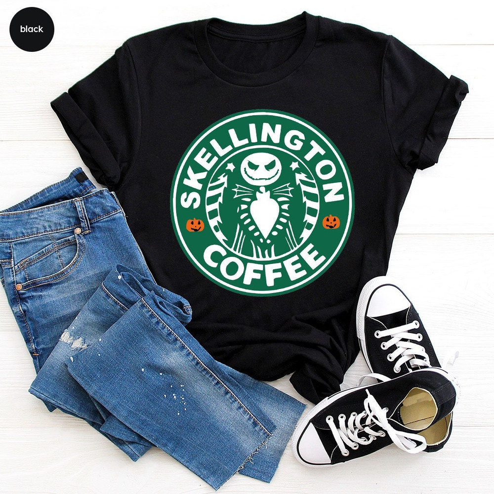 Halloween Spooky Skeleton Coffee Shop Logo Design Halloween Shirts for Men, Unisex Halloween Party Outfit, Crewneck Halloween Coffee Clothes - 1.jpg