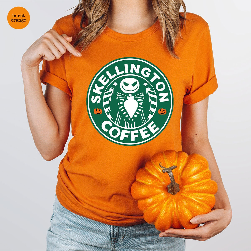 Halloween Spooky Skeleton Coffee Shop Logo Design Halloween Shirts for Men, Unisex Halloween Party Outfit, Crewneck Halloween Coffee Clothes - 4.jpg