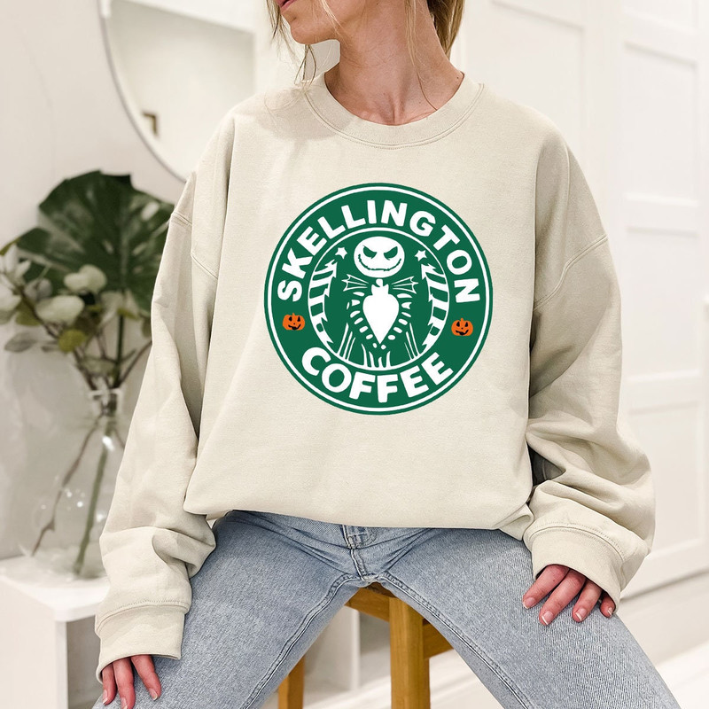 Halloween Spooky Skeleton Coffee Shop Logo Design Halloween Shirts for Men, Unisex Halloween Party Outfit, Crewneck Halloween Coffee Clothes - 6.jpg