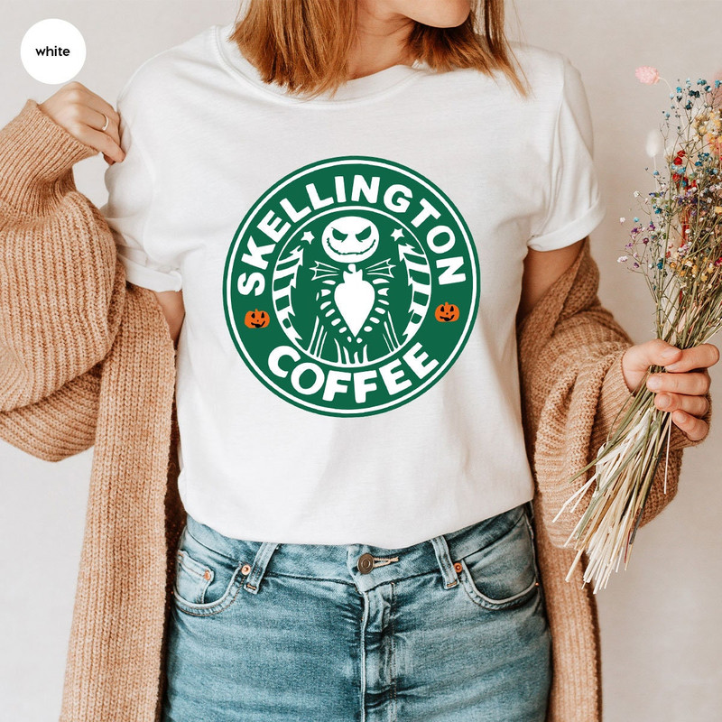 Halloween Spooky Skeleton Coffee Shop Logo Design Halloween Shirts for Men, Unisex Halloween Party Outfit, Crewneck Halloween Coffee Clothes - 7.jpg