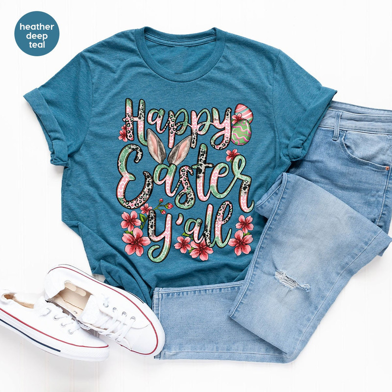 Happy Easter Crewneck Sweatshirt, Easter Bunny Graphic Tees, Easter Eggs T-Shirt, Kids Easter Shirt, Easter Gift, Gifts for Her - 2.jpg