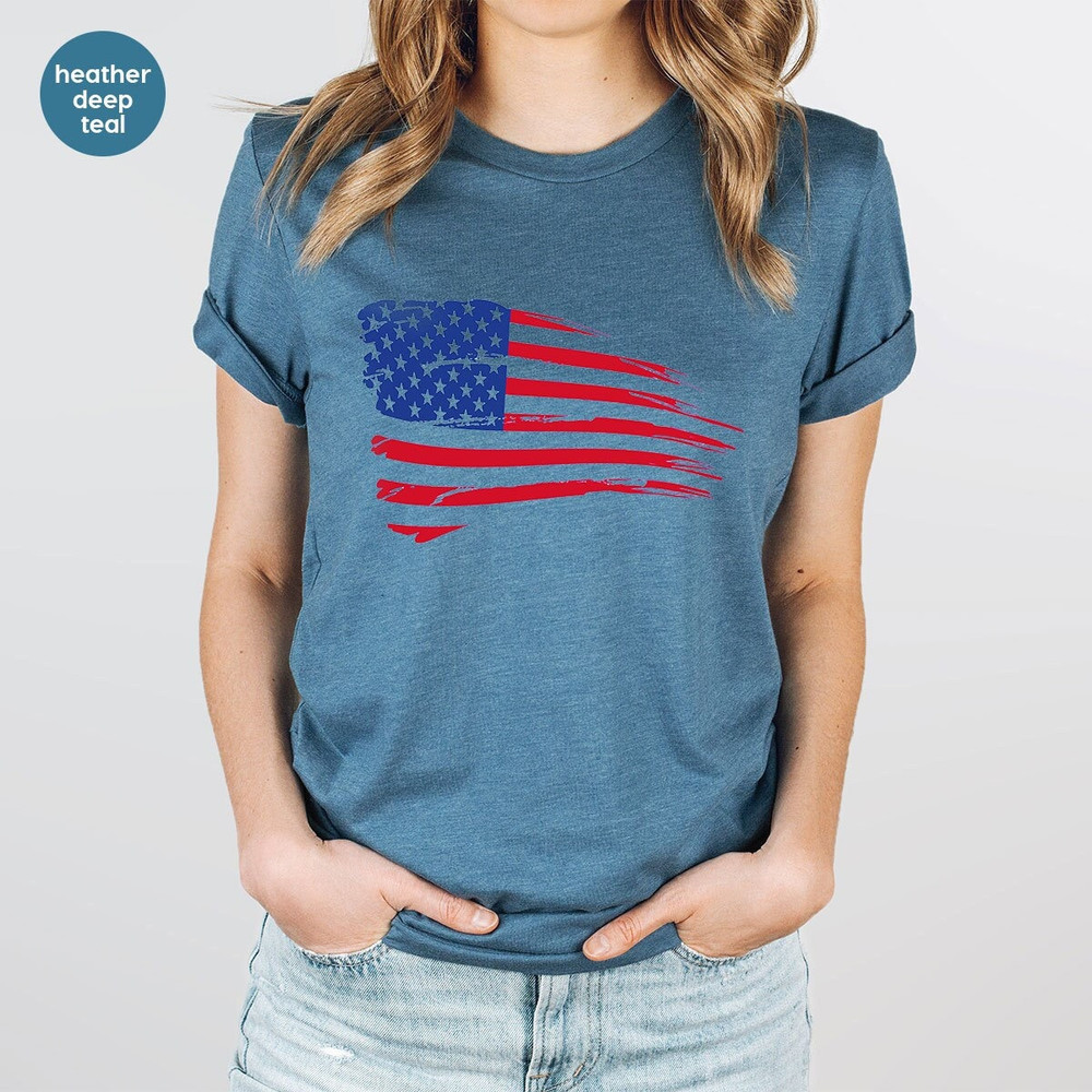 Happy Independence Day Shirt, Fourth Of July Graphic Tees, Gifts for Patriotic, USA Flag T Shirt, Gifts for American, Women Vneck T-Shirt - 1.jpg