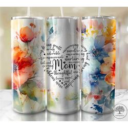 mother's day quote mom quote floral tumbler wrap seamless designs - skinny tumbler 20oz design - png 2023