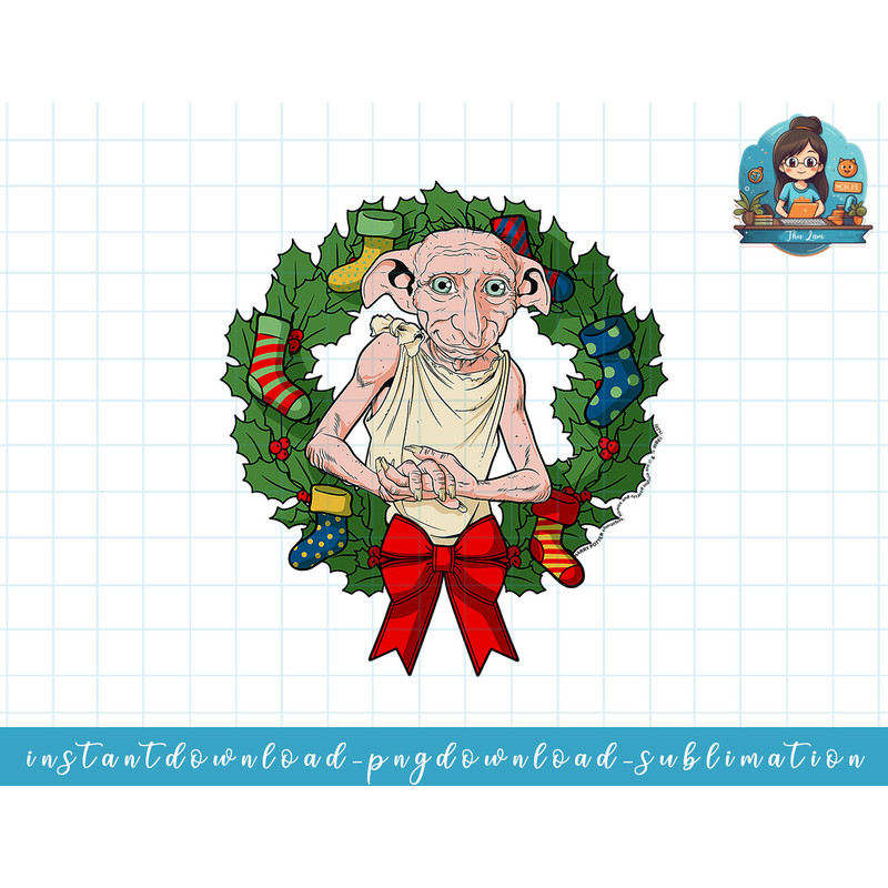 Harry Potter Christmas Dobby Wreath png, sublimate, digital download.jpg