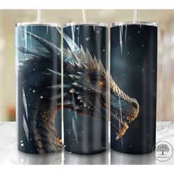 dragon 20oz sublimation tumbler designs, colorful 9.2 x 8.3 straight skinny tumbler wrap png, sublimation design png