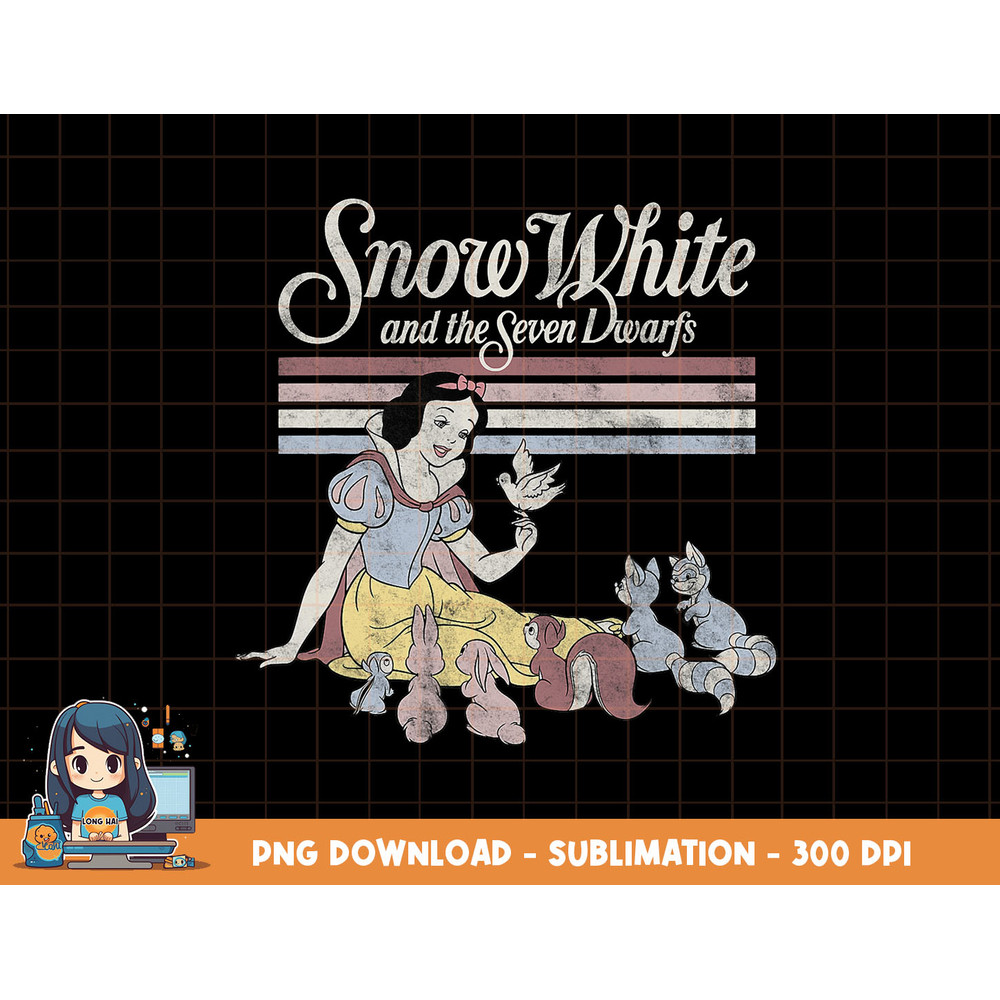Disney Snow White Critters Vintage Stripe Graphic T-Shirt png, sublimation, digital print.jpg