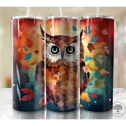 autumn owl 20oz sublimation tumbler designs, colorful