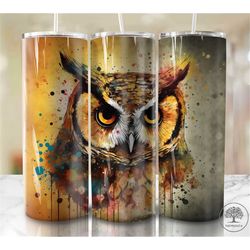 watercolor ink owl 20oz sublimation tumbler designs
