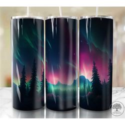 northern lights 20oz sublimation tumbler designs, colorful