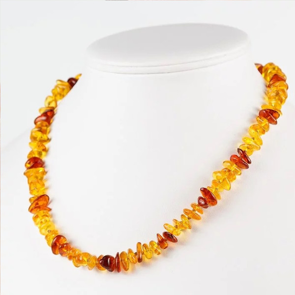 Amber Gemstone bead Necklace Real Baltic Amber Jewelry Healing Energy Minimalism Everyday necklace yellow tea color.jpg
